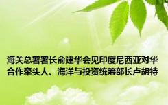 海关总署署长俞建华会见印度尼西亚对华合作牵头人、海洋与投资统筹部长卢胡特