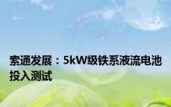 索通发展：5kW级铁系液流电池投入测试