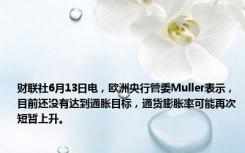 财联社6月13日电，欧洲央行管委Muller表示，目前还没有达到通胀目标，通货膨胀率可能再次短暂上升。