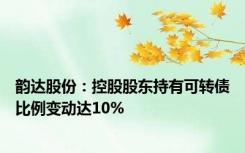 韵达股份：控股股东持有可转债比例变动达10%