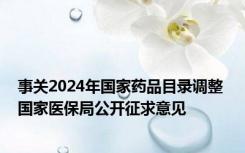 事关2024年国家药品目录调整 国家医保局公开征求意见