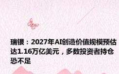 瑞银：2027年AI创造价值规模预估达1.16万亿美元，多数投资者持仓恐不足