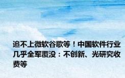 追不上微软谷歌等！中国软件行业几乎全军覆没：不创新、光研究收费等