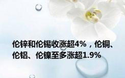 伦锌和伦锡收涨超4%，伦铜、伦铝、伦镍至多涨超1.9%