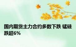 国内期货主力合约多数下跌 锰硅跌超6%