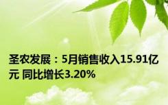 圣农发展：5月销售收入15.91亿元 同比增长3.20%