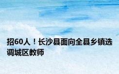 招60人！长沙县面向全县乡镇选调城区教师