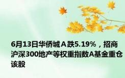 6月13日华侨城Ａ跌5.19%，招商沪深300地产等权重指数A基金重仓该股