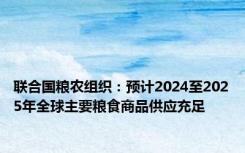 联合国粮农组织：预计2024至2025年全球主要粮食商品供应充足