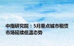 中指研究院：5月重点城市租赁市场延续低温态势