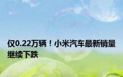 仅0.22万辆！小米汽车最新销量继续下跌