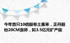 今年首只10倍股卷土重来，正丹股份20CM涨停，拟3.5亿元扩产能