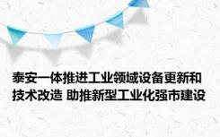 泰安一体推进工业领域设备更新和技术改造 助推新型工业化强市建设