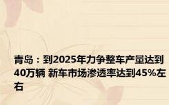 青岛：到2025年力争整车产量达到40万辆 新车市场渗透率达到45%左右