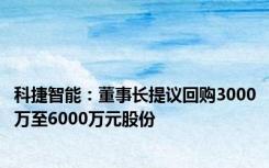 科捷智能：董事长提议回购3000万至6000万元股份