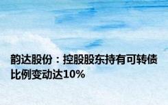 韵达股份：控股股东持有可转债比例变动达10%