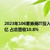 2023年106家券商IT投入达430亿 占总营收10.8%