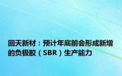 回天新材：预计年底前会形成新增的负极胶（SBR）生产能力