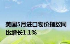 美国5月进口物价指数同比增长1.1%