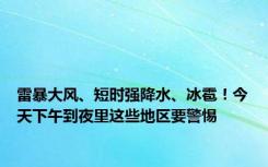 雷暴大风、短时强降水、冰雹！今天下午到夜里这些地区要警惕