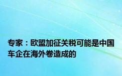 专家：欧盟加征关税可能是中国车企在海外卷造成的