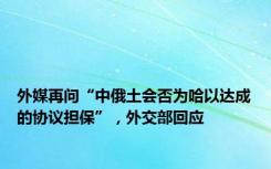 外媒再问“中俄土会否为哈以达成的协议担保”，外交部回应