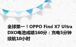 全球第一！OPPO Find X7 Ultra DXO电池成绩160分：充电5分钟续航10小时