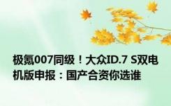 极氪007同级！大众ID.7 S双电机版申报：国产合资你选谁