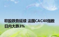 欧股跌势延续 法国CAC40指数日内大跌3%