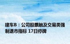 建车B：公司股票触及交易类强制退市指标 17日停牌