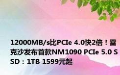 12000MB/s比PCIe 4.0快2倍！雷克沙发布首款NM1090 PCIe 5.0 SSD：1TB 1599元起