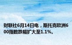 财联社6月14日电，斯托克欧洲600指数跌幅扩大至1.1%。