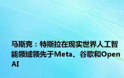 马斯克：特斯拉在现实世界人工智能领域领先于Meta、谷歌和OpenAI