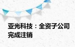 亚光科技：全资子公司完成注销