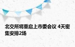 北交所将重启上市委会议 4天密集安排2场