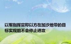 以军指挥官称以方在加沙地带的目标实现前不会停止进攻