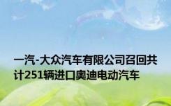 一汽-大众汽车有限公司召回共计251辆进口奥迪电动汽车