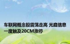 车联网概念股震荡走高 光庭信息一度触及20CM涨停