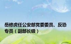 岳修虎任公安部党委委员、反恐专员（副部长级）