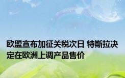 欧盟宣布加征关税次日 特斯拉决定在欧洲上调产品售价