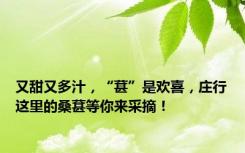 又甜又多汁，“葚”是欢喜，庄行这里的桑葚等你来采摘！