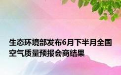 生态环境部发布6月下半月全国空气质量预报会商结果