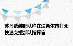 苏丹武装部队称在法希尔市打死快速支援部队指挥官