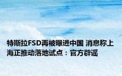 特斯拉FSD再被曝进中国 消息称上海正推动落地试点：官方辟谣