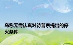 乌称无需认真对待普京提出的停火条件