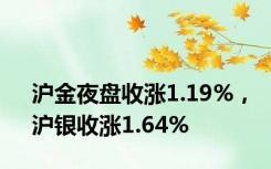 沪金夜盘收涨1.19%，沪银收涨1.64%