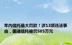 年内信托最大罚款！涉13项违法事由，国通信托被罚585万元