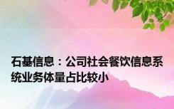 石基信息：公司社会餐饮信息系统业务体量占比较小