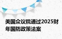 美国众议院通过2025财年国防政策法案