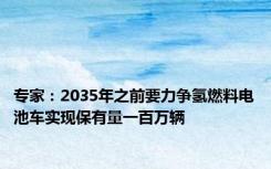 专家：2035年之前要力争氢燃料电池车实现保有量一百万辆